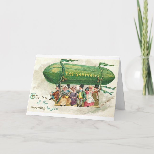 Victorian Shamrock Blimp St. Patrick's Day Card Kort (Framsida)