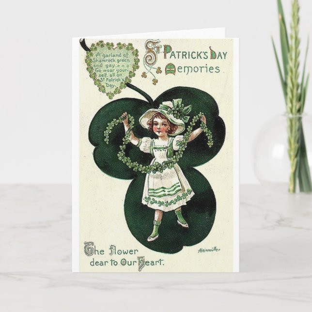 Victorian Shamrock Garland St. Patrick's Day Card Kort (Framsida)