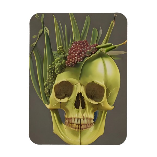 Victorian Skull, Aloe och Grapes Magnet (Vertikal)