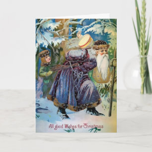 Victorian Sneaking Santa Helgdag Card Helgkort