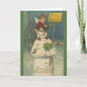 Victorian Snögubbe och Angel Julkort Helgkort