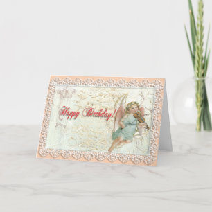 Victorian Snöre Angel Birthday Kort