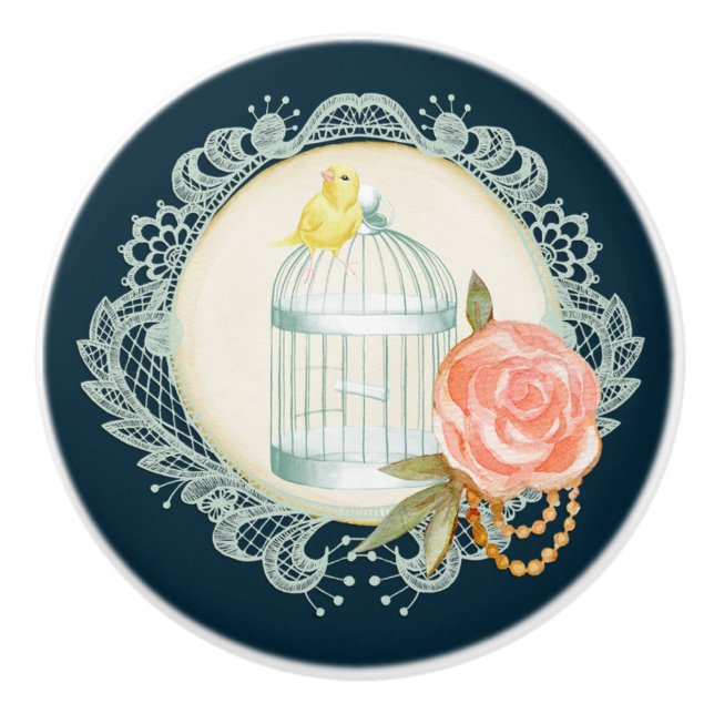 Victorian Snöre Ro Guld Birdcage Canary Knobs Knopp (Framsidan)