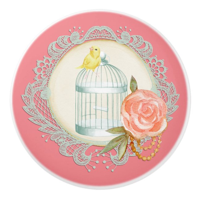 Victorian Snöre Ro Guld Birdcage Canary Knobs Knopp (Framsidan)