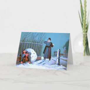 Victorian Snowball Kids julkort Helgkort