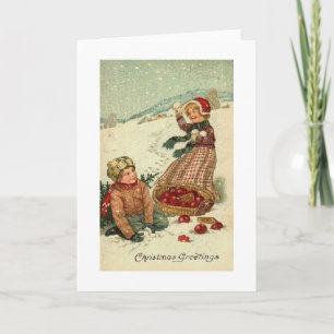 Victorian Snowball-tävlingskort för julhälsning Helgkort