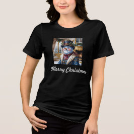 Victorian Snowman Christmas Design T Shirt