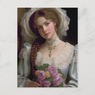 VICTORIAN SÖT GIRL POSTCARD VYKORT