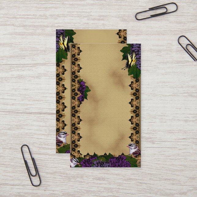 Victorian Sparrows och Butterflies Visitkort (Fram/Back In Situ)