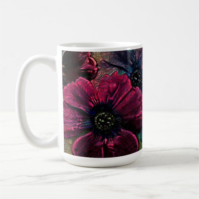 Victorian Splendor: Exquisite Blommigt Design Kaffemugg (Vänster)