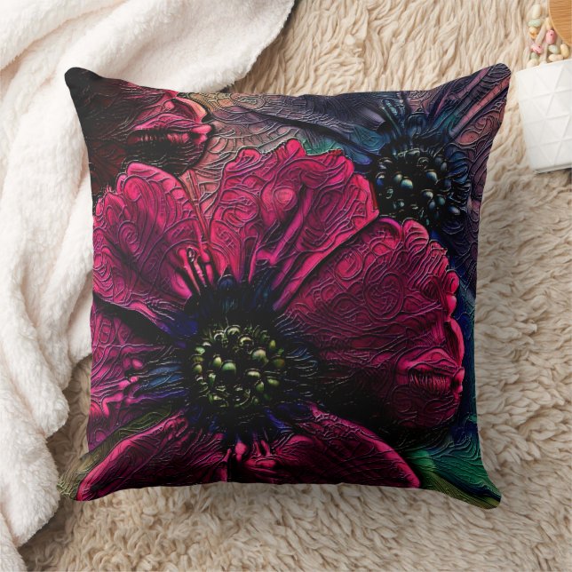Victorian Splendor: Exquisite Blommigt Design Kudde (Filt)