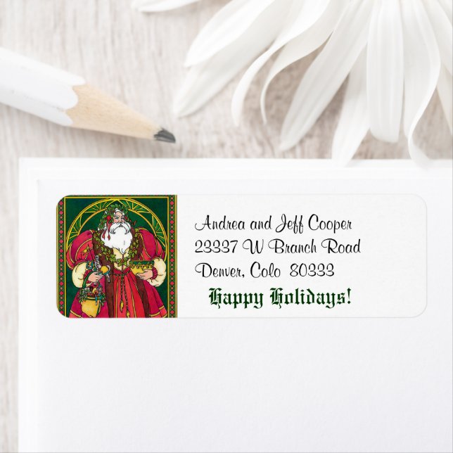 Victorian St Nicholas jul Returadress Etikett (Insitu)