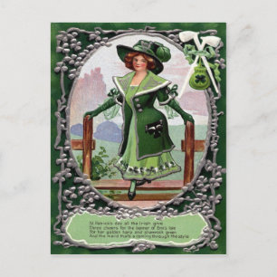 Victorian St patrick's day Vykort