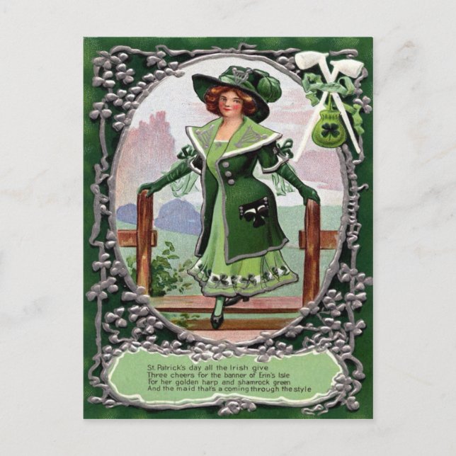 Victorian St patrick's day Vykort (Framsida)