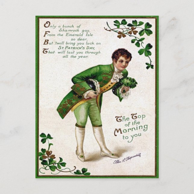 Victorian St patrick's day Vykort (Framsida)