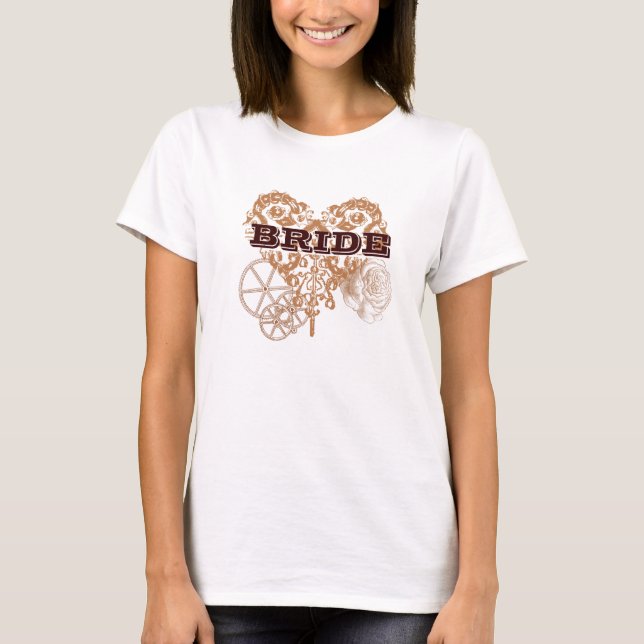 Victorian Steampunk Bröllop Bride T-shirt (Framsida)