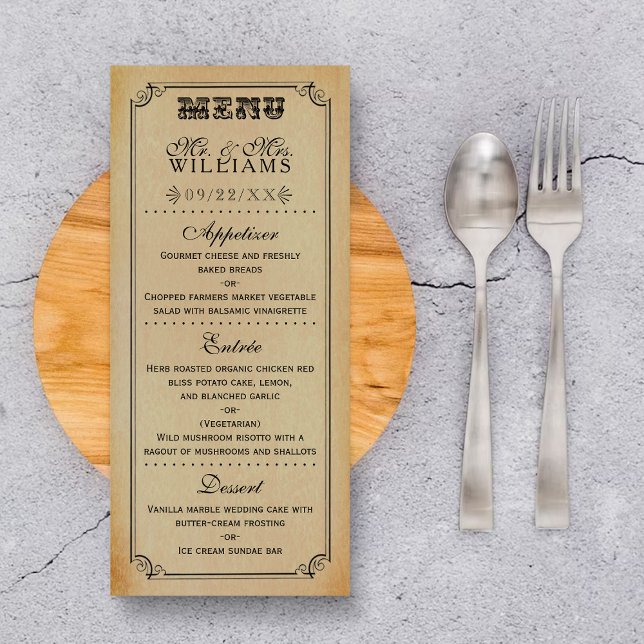 Victorian Steampunk Bröllop Collection - Menu Reklamkort (Skapare uppladdad)