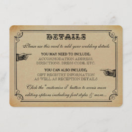 Victorian Steampunk Bröllop Collection Tilläggskort