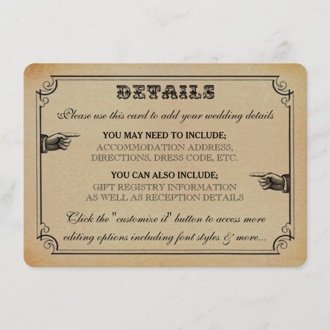 Victorian Steampunk Bröllop Collection Tilläggskort (Framsida)