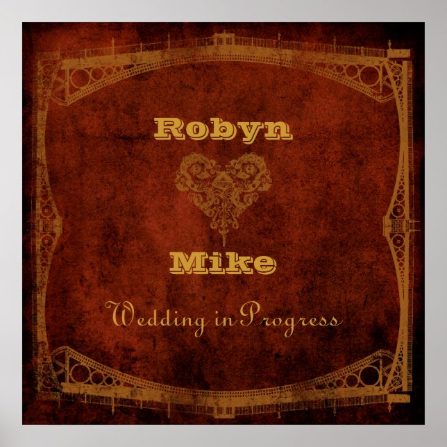 Victorian Steampunk Bröllop-in-Progress-tecken Poster (Framsidan)