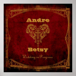 Victorian Steampunk Bröllop-in-Progress-tecken Poster