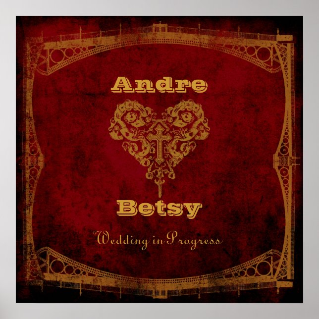 Victorian Steampunk Bröllop-in-Progress-tecken Poster (Framsidan)