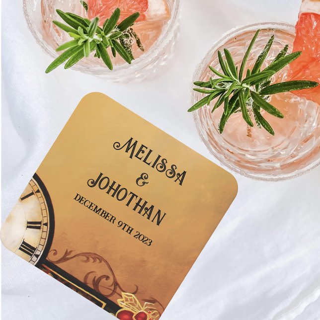 Victorian Steampunk Bröllop Underlägg Papper Kvadrat (Skapare uppladdad)