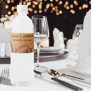 Victorian Steampunk Bröllop Vattenflaskor Etikett