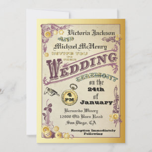 Victorian Steampunk Bröllopbjudanden Inbjudningar
