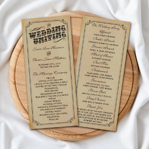 Victorian Steampunk Bröllopsprogram Reklamkort