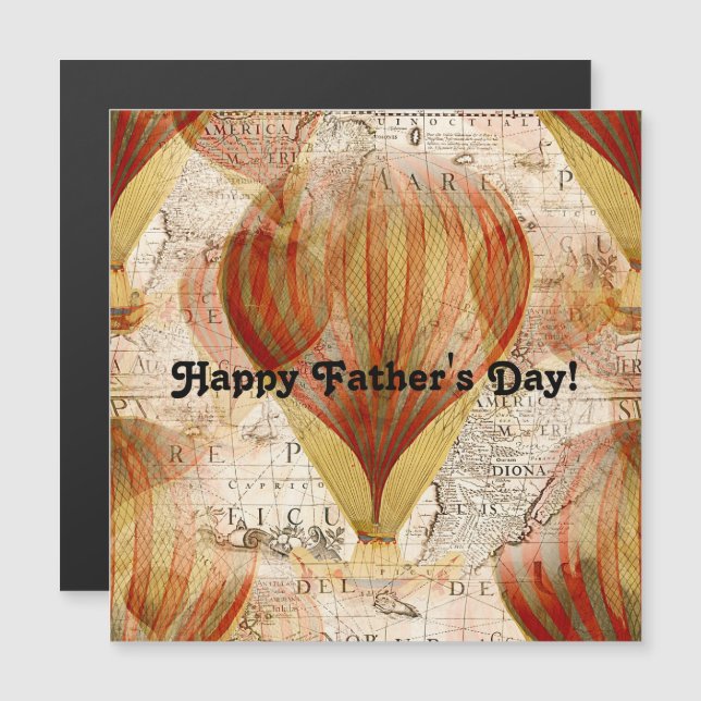 Victorian Steampunk Collage of Hot Air Balloons (Fram/baksida)