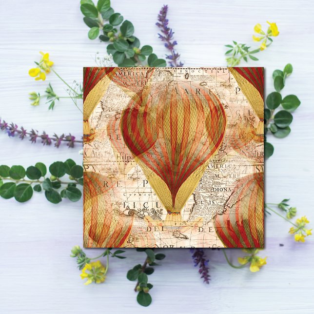 Victorian Steampunk Collage of Luftballongs Kort (Great steampunk card for all year, you can personalize the message on the back.)