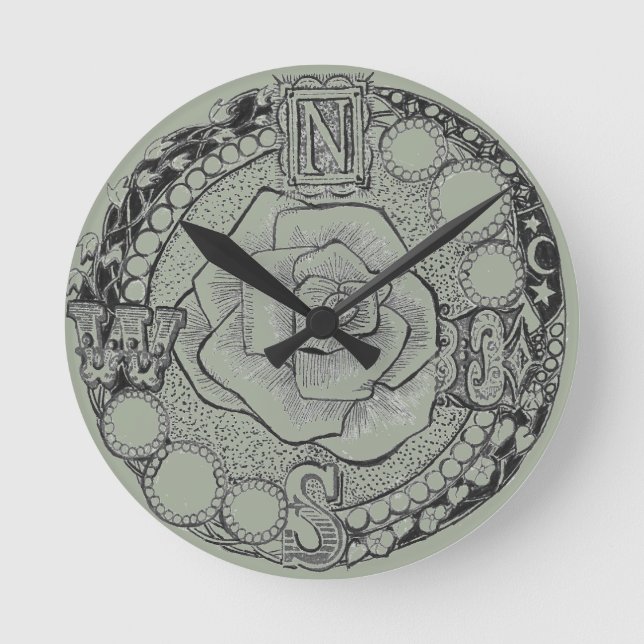 Victorian Steampunk Compass Ro Rund Klocka (Framsida)