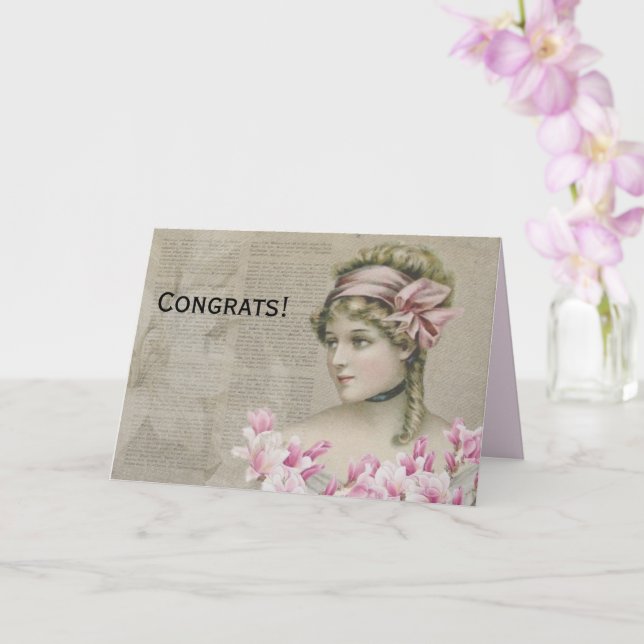 Victorian Steampunk Dam Newspaper Kort (Orkide)