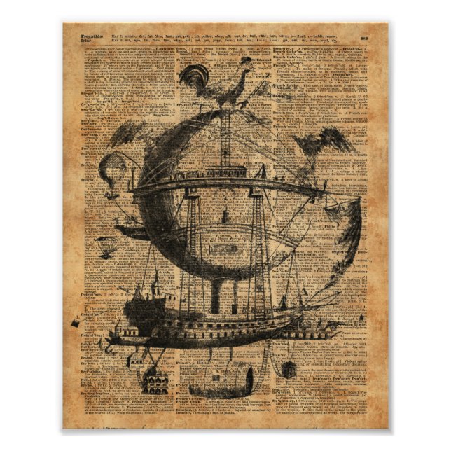 Victorian Steampunk Flies Maskin Fototryck (Framsidan)