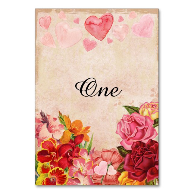 Victorian Steampunk Flowers Hearts-årsdagen Bordsnummer (Framsidan)