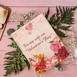 Victorian Steampunk Flowers Hearts Valentine Day Helgkort