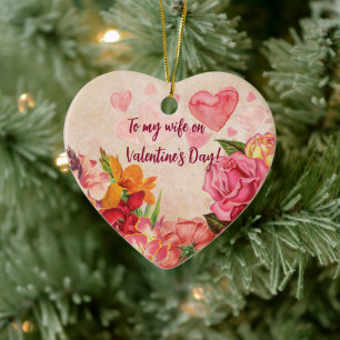 Victorian Steampunk Flowers Hearts Valentine Day Julgransprydnad Keramik