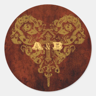 Victorian Steampunk (Heart & Kor) favoritförseglin Runt Klistermärke