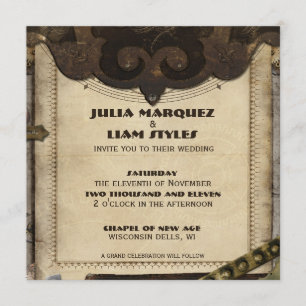 Victorian Steampunk Leather Wedding bjudning Inbjudningar