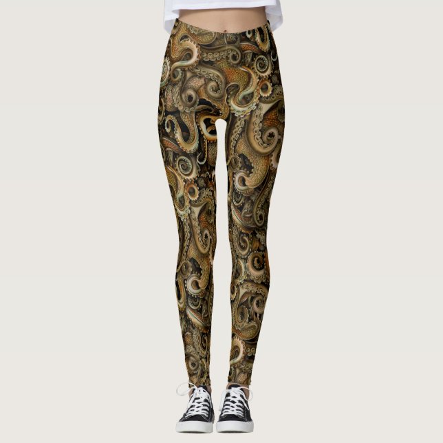 Victorian Steampunk Octopus Tentacles Leggings (Framsida)