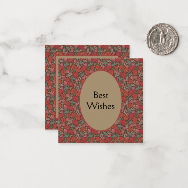 Victorian Steampunk Old Lock Nyckel Red Poppies Anteckningskort (Fram/Back In Situ)