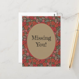 Victorian Steampunk Old Lock Nyckel Red Poppies Vykort