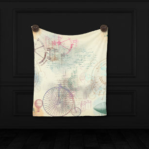 Victorian Steampunk Pastel för vattenfärgsprunge Fleecefilt