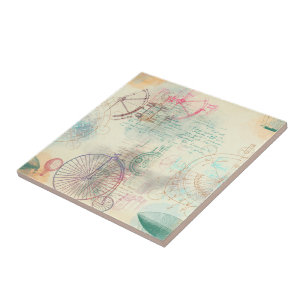 Victorian Steampunk Pastel för vattenfärgsprunge Kakelplatta