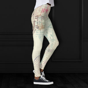 Victorian Steampunk Pastel för vattenfärgsprunge Leggings