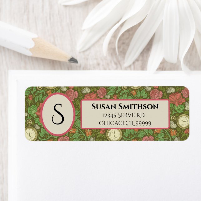 Victorian Steampunk Pocket Watch Returadress Etikett (Insitu)