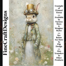 Victorian Steampunk Rabbit, Blommigt CA6 Decoupage