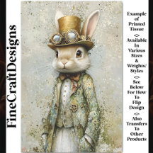 Victorian Steampunk Rabbit, Blommigt CA7 Decoupage