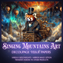 Victorian Steampunk Red Panda Flight Decoupage